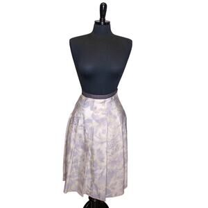 Anne Klein Silk Pleated Skirt Midi Knee Full Abstract All Over Print 8